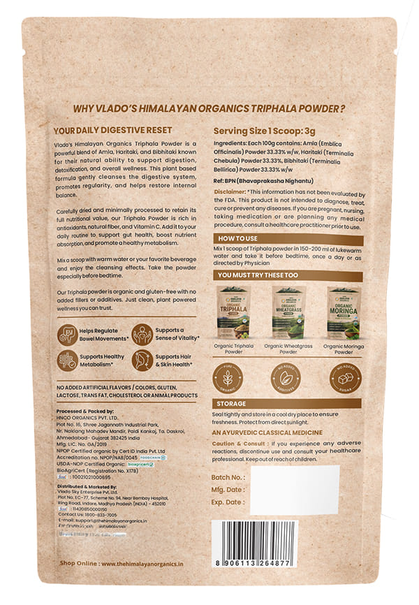Triphala Powder | Triphala Churna For Gut, Immune & Intestinal Health | Colon & Digestion, For Balanced Bowel & Gut Health, Contains Bioactives and Antioxidants, GMP & NPOP Certified Organic I Helps Relieve Constipation | Herbal Supplement | Quick Acidity & Gas Relief – thumbnail 2