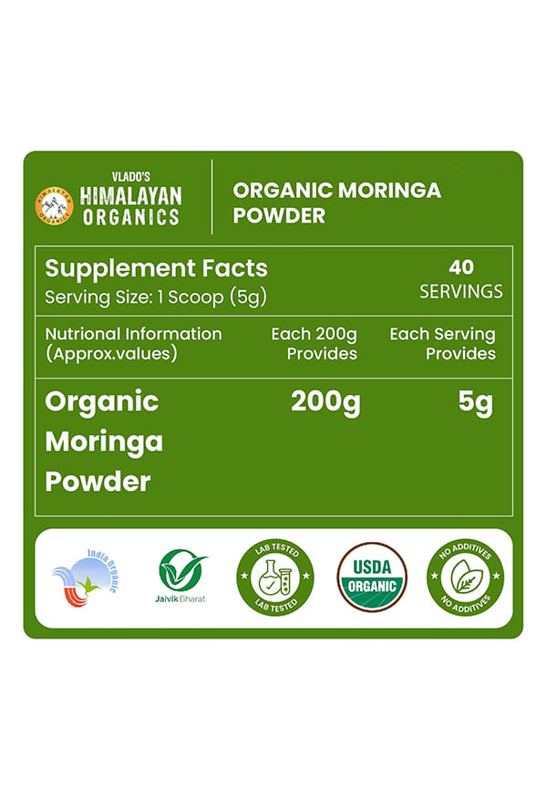 100% Organic Certified Moringa Powder - Natural Superfood with 120+ Nutrients, Antioxidants & Vitamins - Drumstick Leaf powder | Herbal Supplement I for Immunity, Digestion & Energy I Rich In Antioxidant & Protein – thumbnail 8