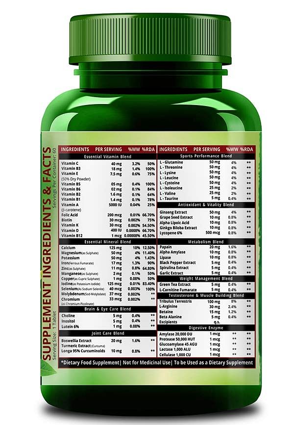 Multivitamin Sports with 60 + Vital Nutrients & Performance Blends with ...