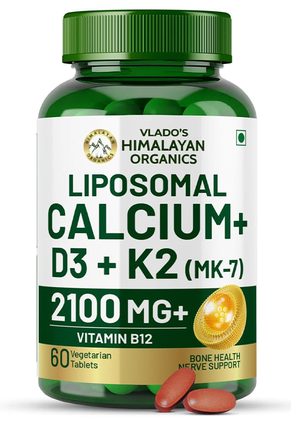 Vlado's Himalayan Organics Plant Based Calcium 650mg Supplement For Better Absorption | Healthy Bones And Heart | Recovery And Joint Support - 60 Veg Tablets