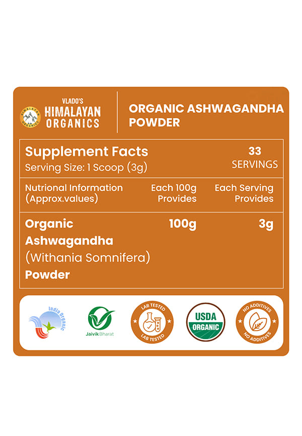 100% Organic Ashwagandha Powder 100gm - Withania Somnifera | Pure Ashwagandha Powder Organic -Support Muscle Recovery & Boost Energy Level | USDA Certified Ashwagandha Supplements for Vitality, Strength & Stress Management – thumbnail 7