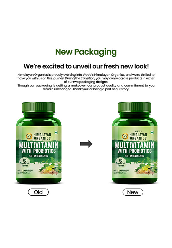 Vlado's Himalayan Organics Multivitamin with Probiotics (60 Tablets) 45 Ingredients for Men & Women with Vitamin C, D, E, B3, B12, Zinc, Giloy & Biotin – thumbnail 2