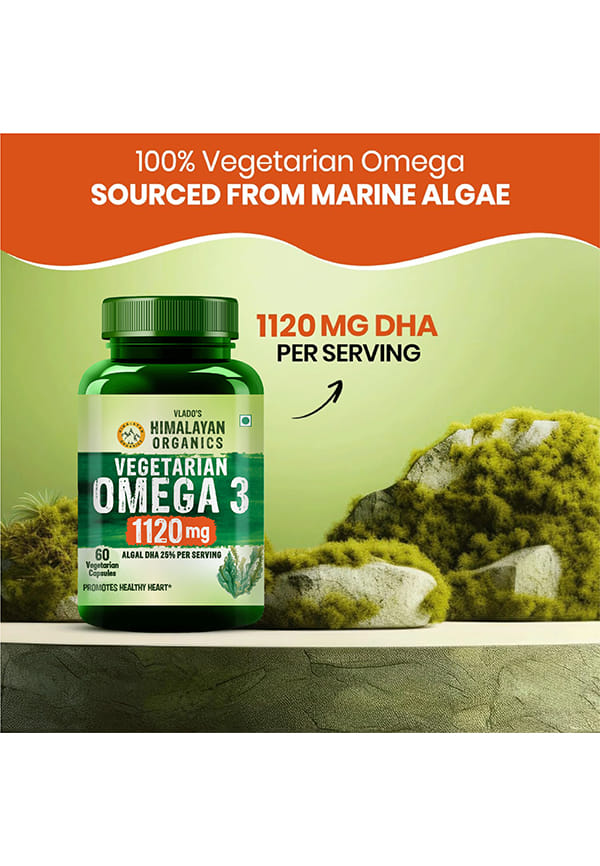 Vlado's Himalayan Organics Vegan Omega 3 6 9 with DHA (560mg) for Healthy Heart, Joints & Eyes for Men & Women - 60 veg capsules – thumbnail 2