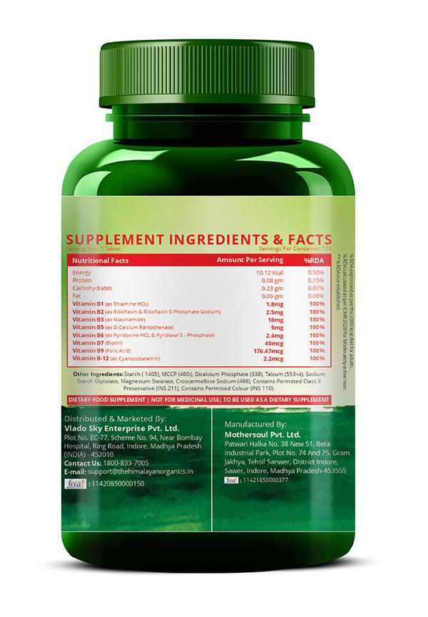 Vlado's Himalayan Organics Vitamin B Complex with 100% RDA – thumbnail 3