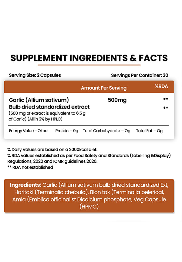 Vlado's Himalayan Organics Garlic Acid 500Mg Supplement – thumbnail 2