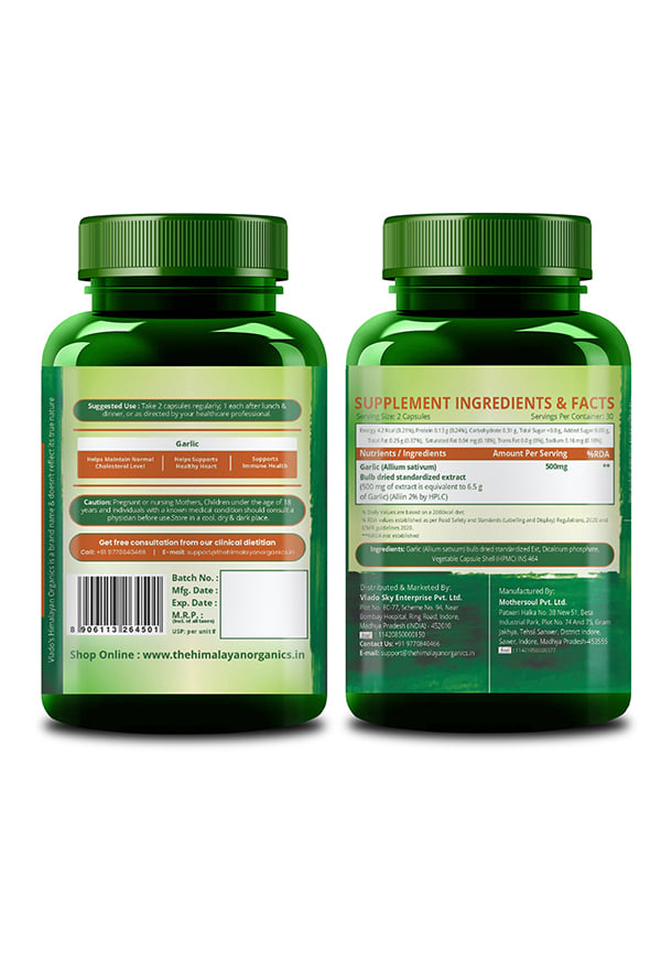 Vlado's Himalayan Organics Garlic Acid 500Mg Supplement – thumbnail 7