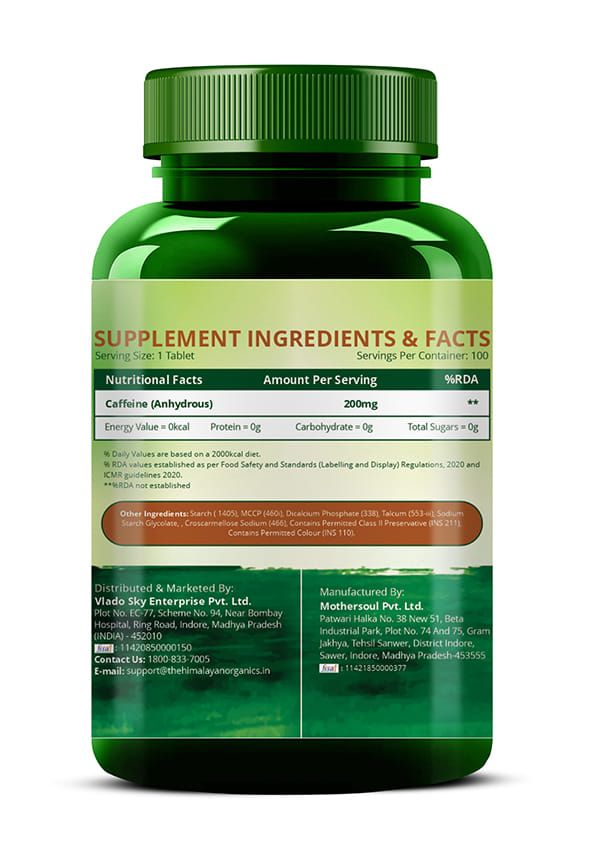 Vlado's Himalayan Organics Caffeine 200mg – thumbnail 3
