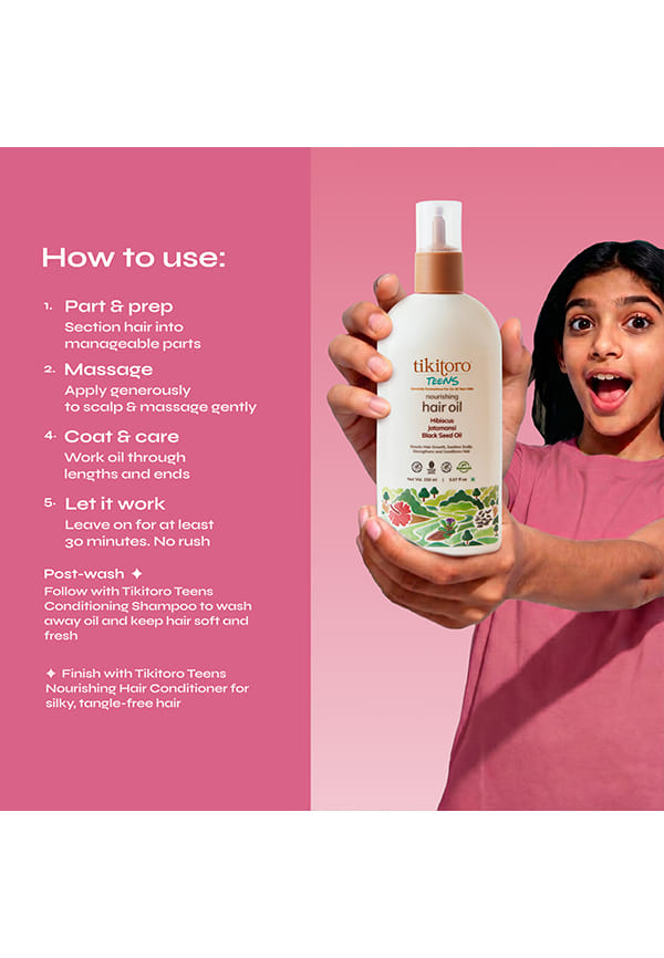 Teens Nourishing Hair Oil 100% Vegan with Black seed oil, Hibiscus, & Argan – thumbnail 3