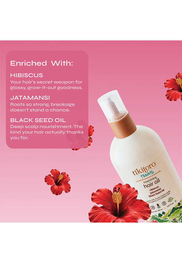 Teens Nourishing Hair Oil 100% Vegan with Black seed oil, Hibiscus, & Argan – thumbnail 5