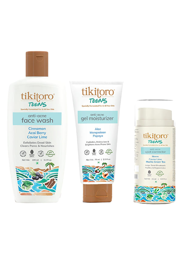 Teens Anti-Acne Care Kit with Face Wash, Gel Moisturizer, and Spot Corrector