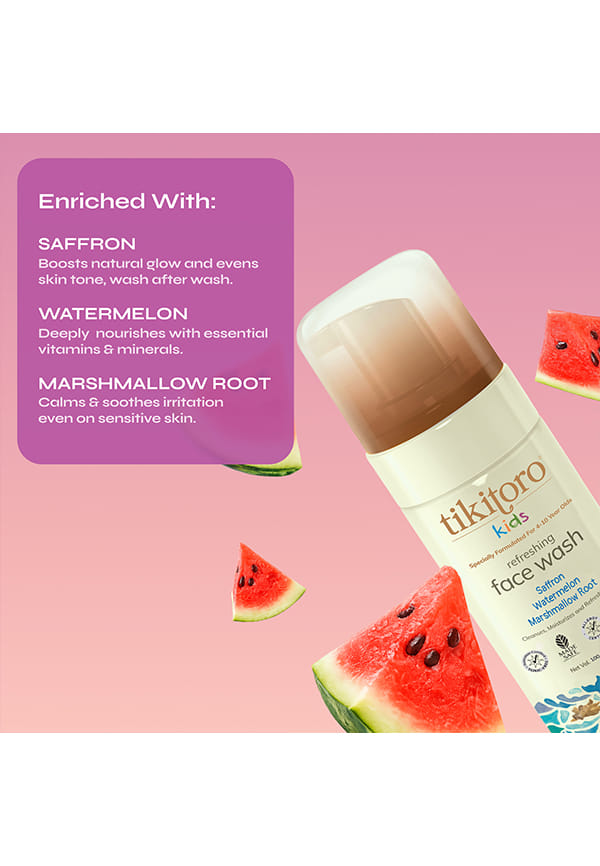 Kids Refreshing face wash| Pediatrician Approved | 100% Vegan with Saffron, Watermelon and Marshmallow Root – thumbnail 4