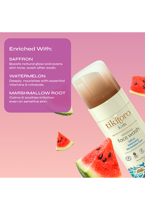 Kids Refreshing face wash| Pediatrician Approved | 100% Vegan with Saffron, Watermelon and Marshmallow Root – thumbnail 4