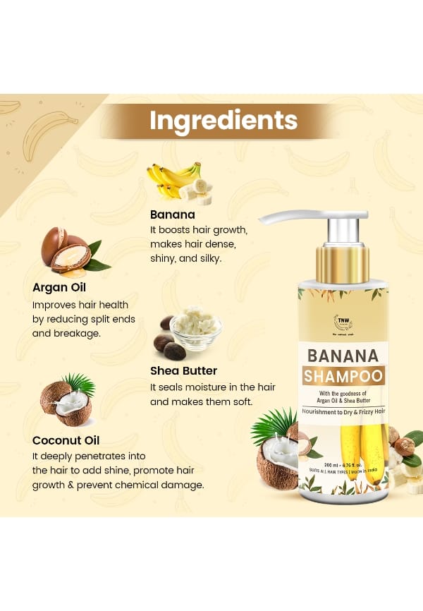 Banana Shampoo for Frizz | AntiFrizz Shampoo for All Hair Types | Banana Shampoo for Manageable Hair200ml – thumbnail 2