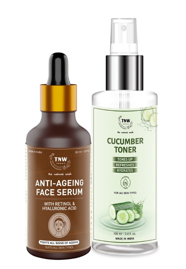 Cucumber Toner Face Spray for Clear and Toned Skin with Anti Aging Serum, Retinol Serum for Reducing Wrinkles & Fines Lines
