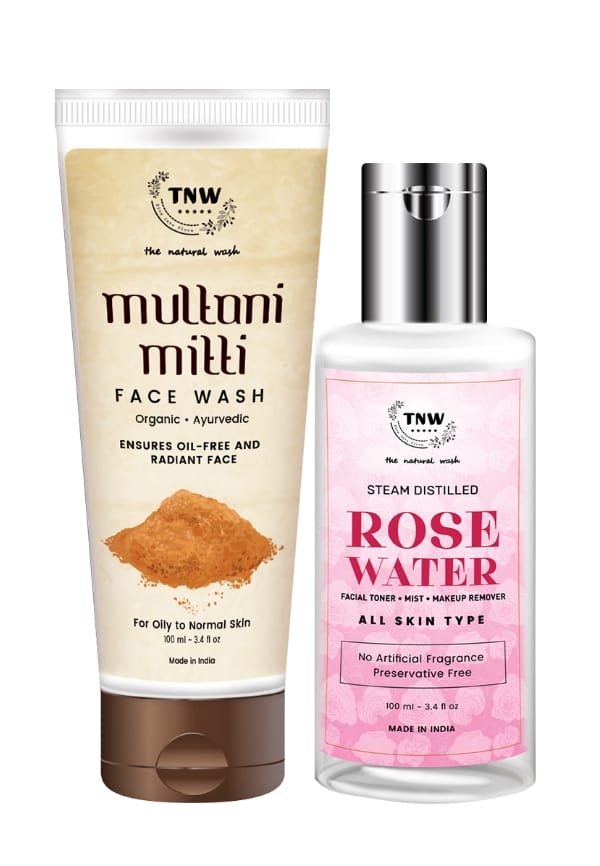 Multani Mitti Face Wash for Oily skin to Normal skin with Steam Distilled Rose Water/Toner/Makeup Remover (Free from Artificial Fragrance & Alcohol)