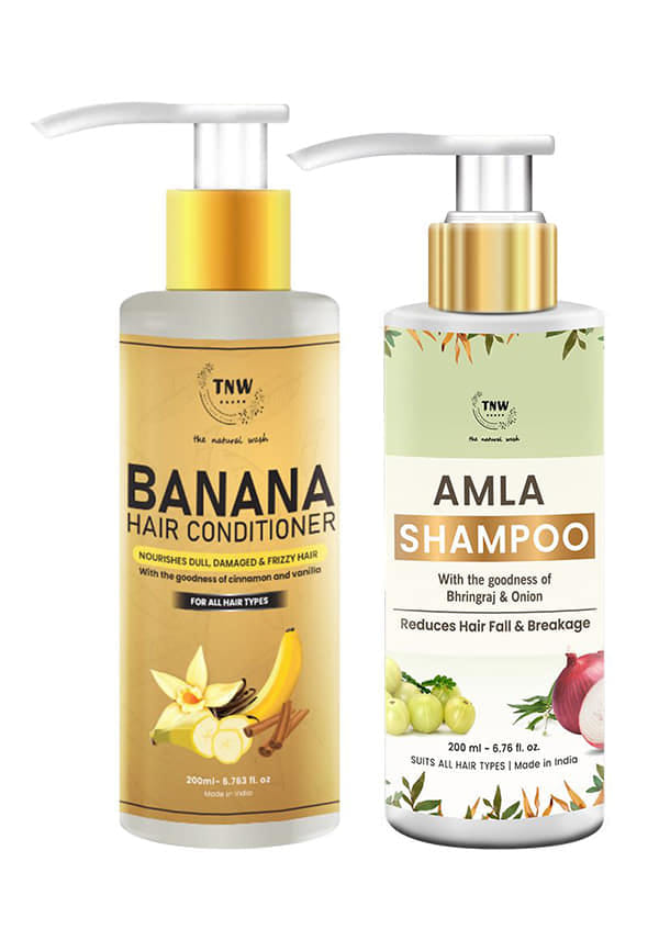 Amla Shampoo (200ml) and Banana Hair Conditoner (200ml) for Men and Women | All Natural, No Harmful Chemicals | Amla Shampoo and Hair Conditoner Combo Pack
