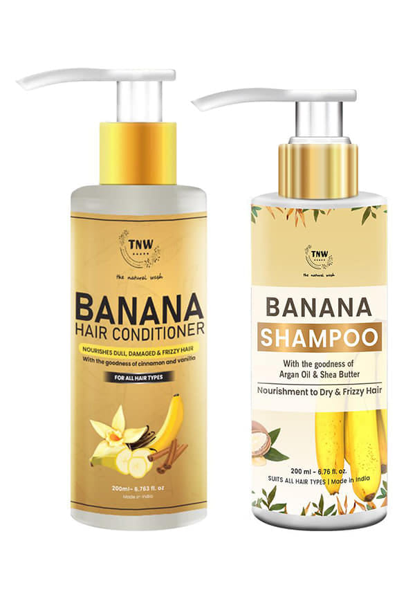 Banana Shampoo and Banana Conditioner for Soft and FrizzFree Hair | No Harmful Chemicals | Haircare Products with Natural Ingredients, Combo (400ml)