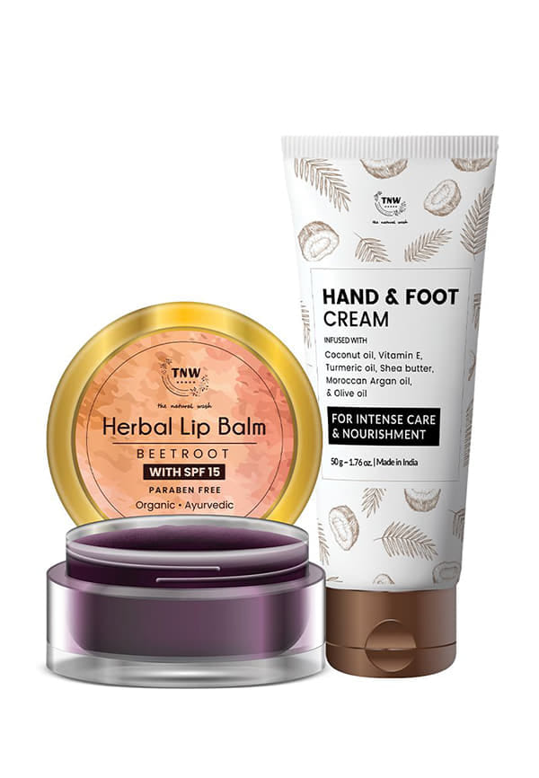 Hand Cream/Foot Cream with Vitamin E + Beetroot Lip Balm 5 Gm For Dry Damaged and Chapped Lips| For Nourished Lips A Perfect Lip Moisturizer LipBalm (Chemicals & Sulphate Free)