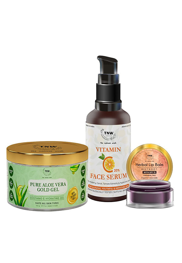 COMBO 3 - Aloe Vera Gold Gel + Lip Balm + Vitamin C Face Serum