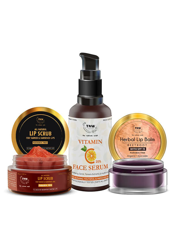 melanotan ii tanning Vitamin C Face Serum | Skin Clearing Serum, Lip Balm & Lip Brightening  Scrub for Men and Women Combo | Size: COMBO By TNW