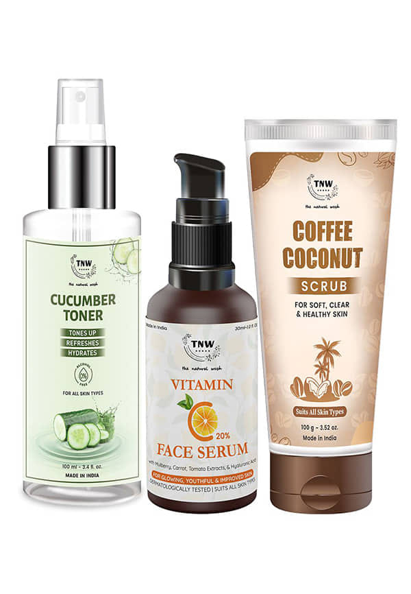 Coffee Coconut Scrub + Vitamin C Face Serum 30ml + Cucumber Toner 100ml
