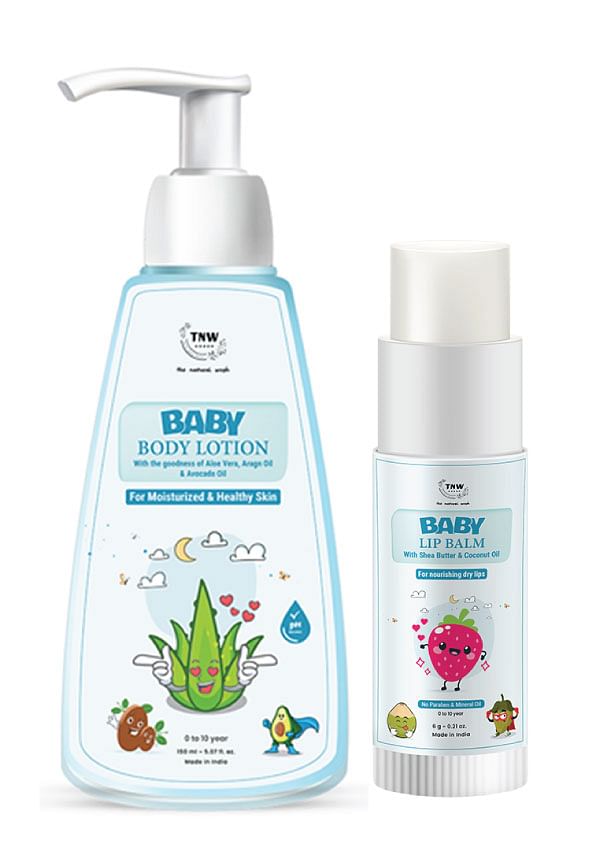 Baby Lip Balm and Baby Body Lotion for Soft Lips and Skin