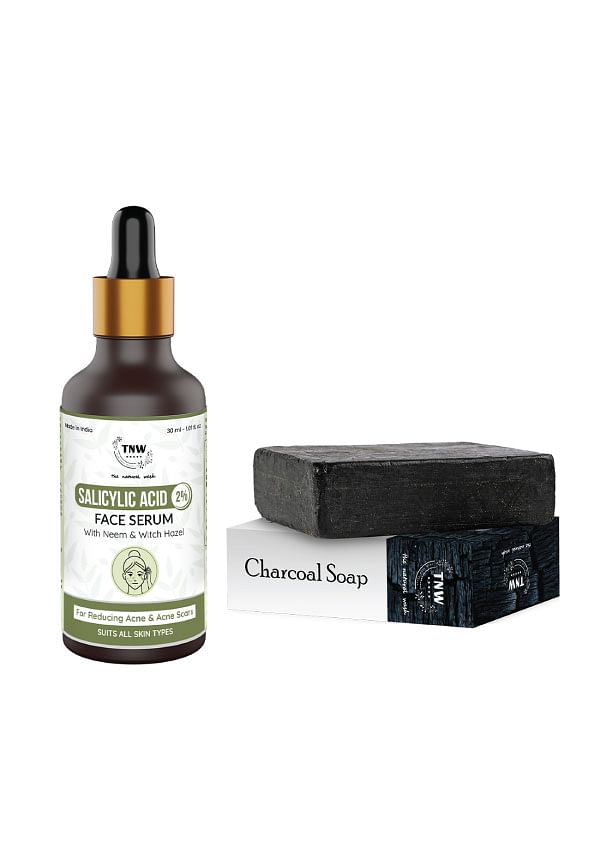 Salicylic Acid Face Serum and Charcoal Soap for Oily & Acne Prone Skin