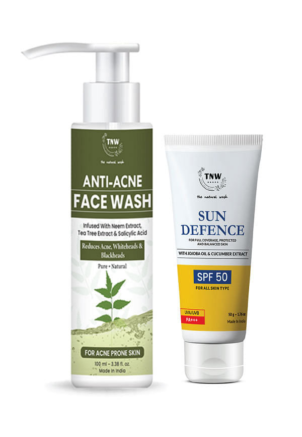 Anti-Acne Face Wash & Sun Defense for Healthy Skin | With Salicylic Acid & SPF 50