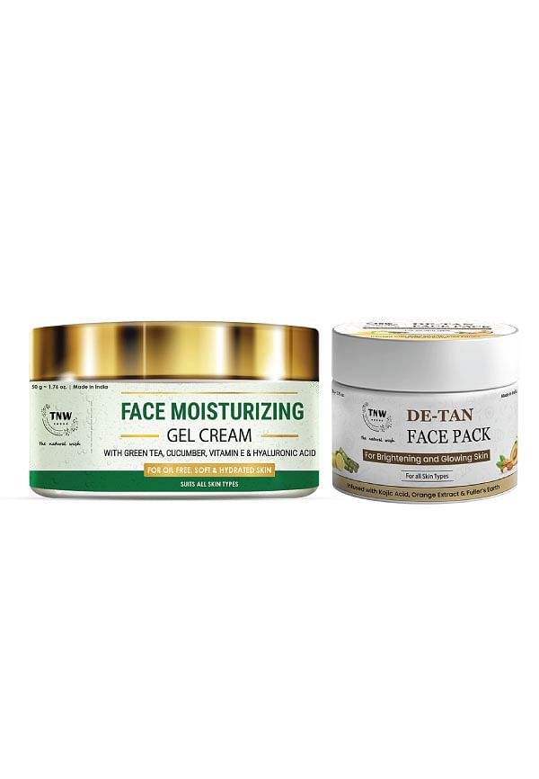 De-Tan Face Pack & Face Moisturizing Gel Cream for Tan-Free & Glowing Skin