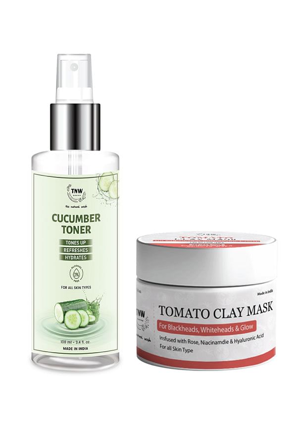 Tomato Clay Mask & Cucumber Toner for Glowing Skin