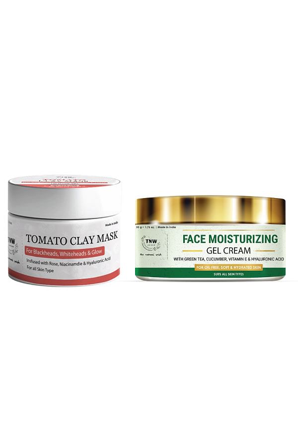 Tomato Clay Mask & Face Moisturizing Gel Cream for Soft & Nourished Skin