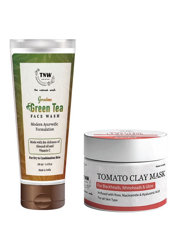 Tomato Clay Mask & Green Tea Face Wash with Nourishing Ingredients