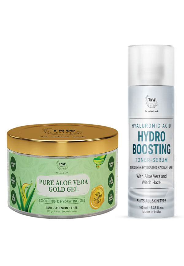 Skincare Hyaluronic Acid Hydro Boosting Toner-Serum and Pure Aloe Vera Gold Gel