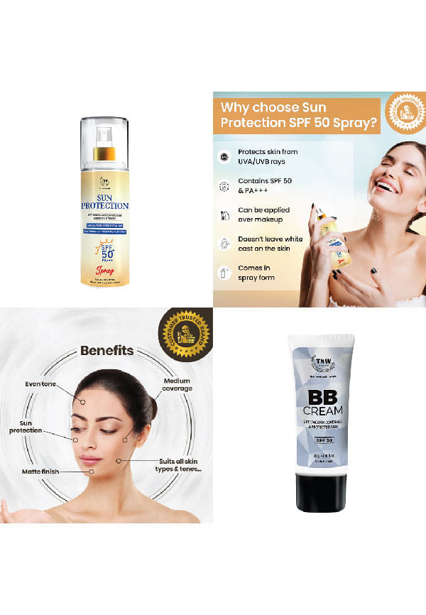 Skincare Combo with Sun Protection SPF 50 Spray & BB Cream | For Sun Protection & Everyday Makeup Look | Suitable for All Skin Types – thumbnail 2