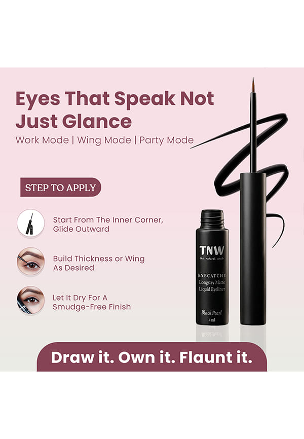 Eyecatchy Longstay Matte Liquid Eyeliner with Hydrogenated Castor Oil | Smudgeproof | Pigmented | Long Lasting | Quick Dry – thumbnail 2