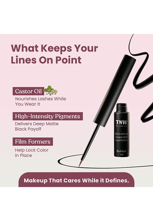 Eyecatchy Longstay Matte Liquid Eyeliner with Hydrogenated Castor Oil | Smudgeproof | Pigmented | Long Lasting | Quick Dry – thumbnail 3