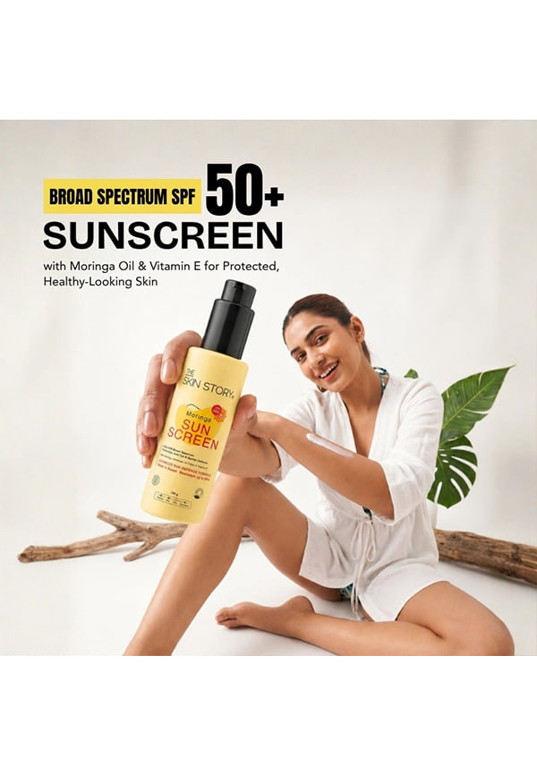 Moringa Sunscreen SPF 50+ PA+++ UVA - UVB Protection, Matte Finished | Normal To Dry Skin – thumbnail 2