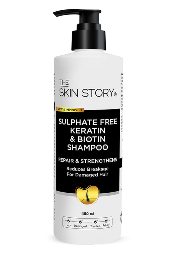 Sulphate Free Keratin Shampoo Enriched With Biotin & Vitamin E | Repairs & Strengthens Hair