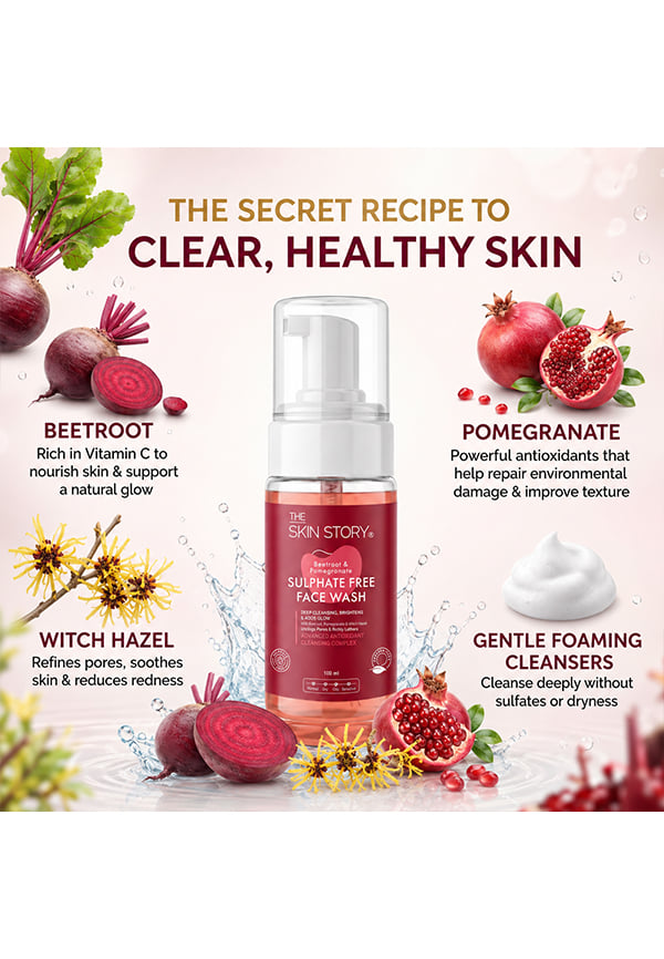 Beetroot & Pomegranate Sulphate Free Foaming Face Wash | Gently Cleanses & Removes Pollutants – thumbnail 5