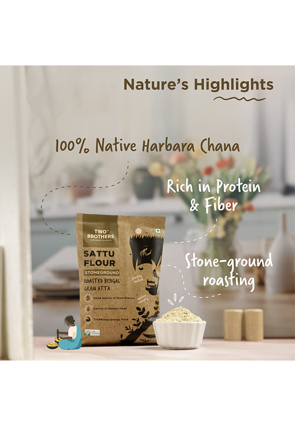 Two Brothers Roasted Bengal Sattu Atta(Pouch) – thumbnail 4