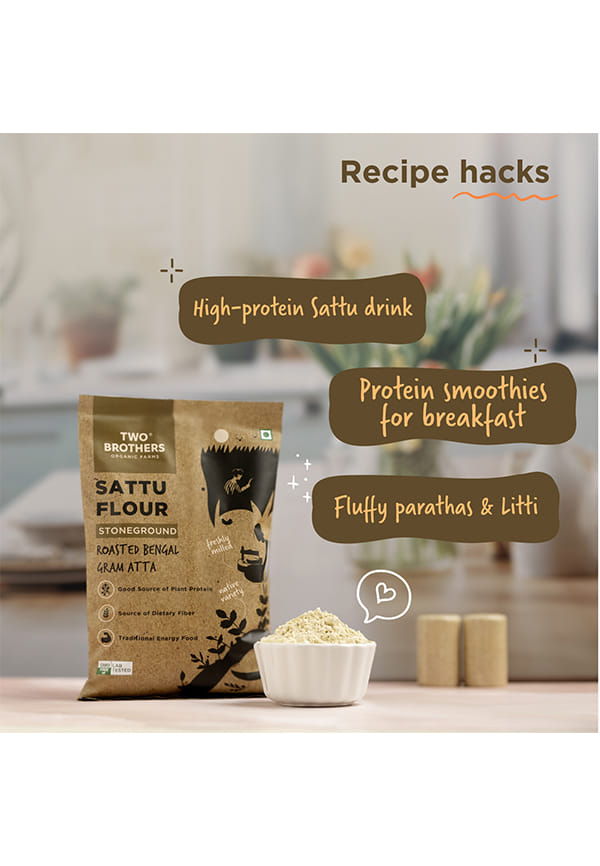Two Brothers Roasted Bengal Sattu Atta(Pouch) – thumbnail 5