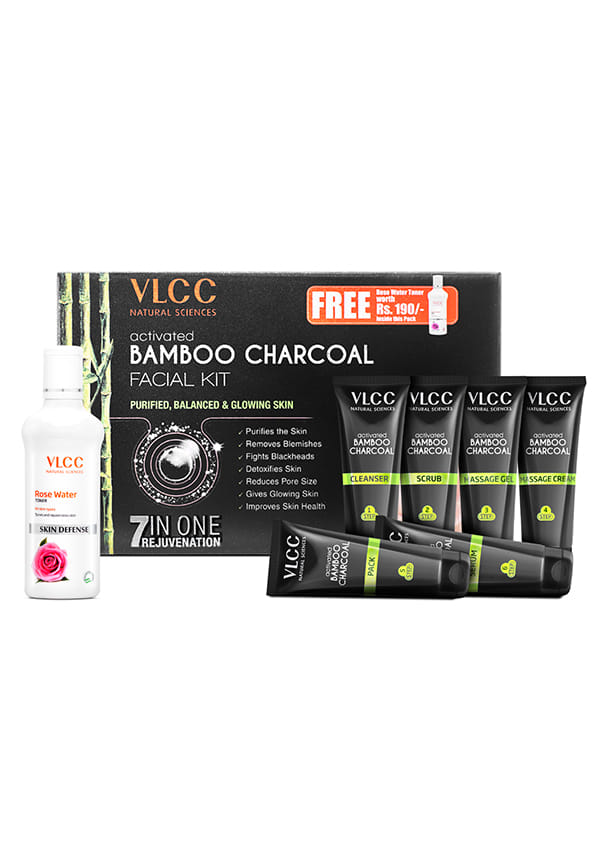 Activated Bamboo Charcoal Facial Kit with FREE Rose Water Toner
