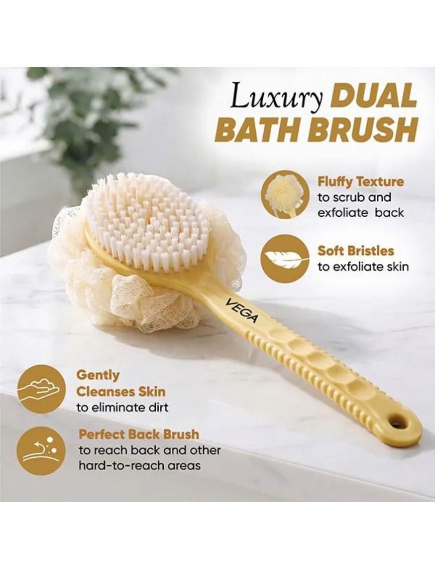 Luxury Dual Bath Brush | Long Handle Double-Sided Body Brush – thumbnail 2