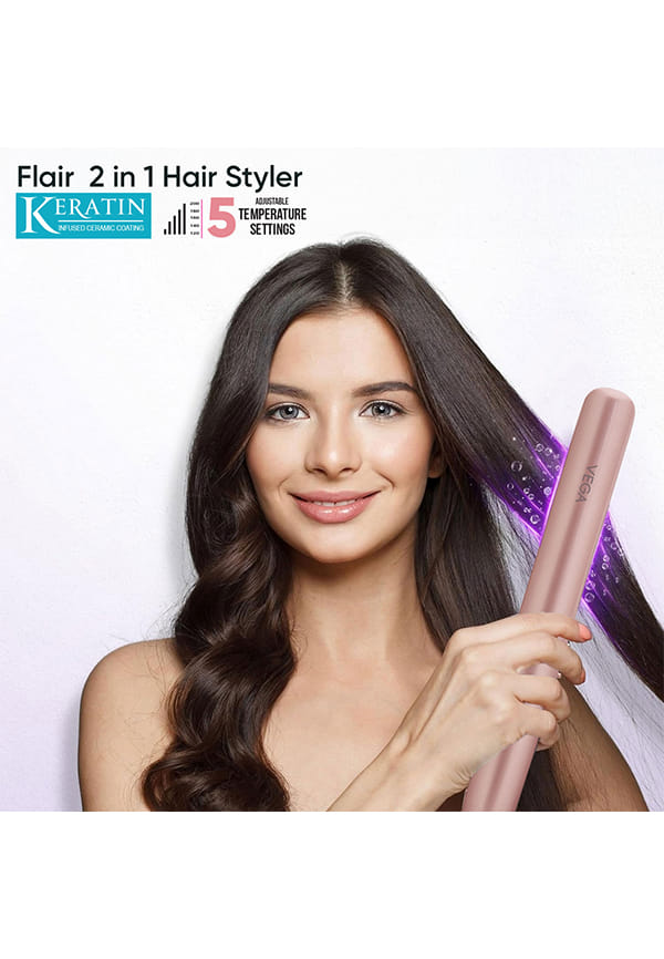 Flair 2-in-1 Hair Styler (Straightener & Crimper) with Keratin Ceramic Plates & 5 Temp Settings – thumbnail 5