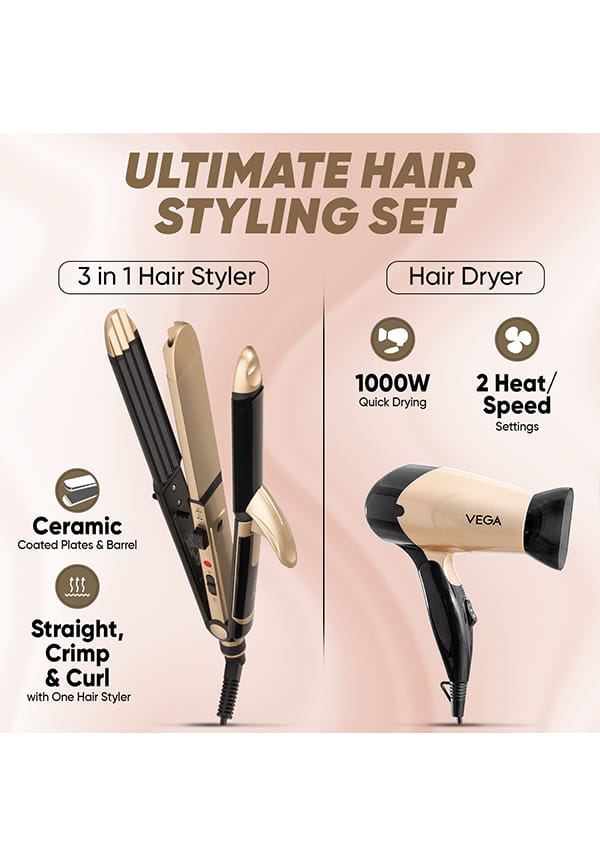 Hair Dryer & Straightener Combo: 3-in-1 Hair Styler & 1000W Hair Dryer – thumbnail 2