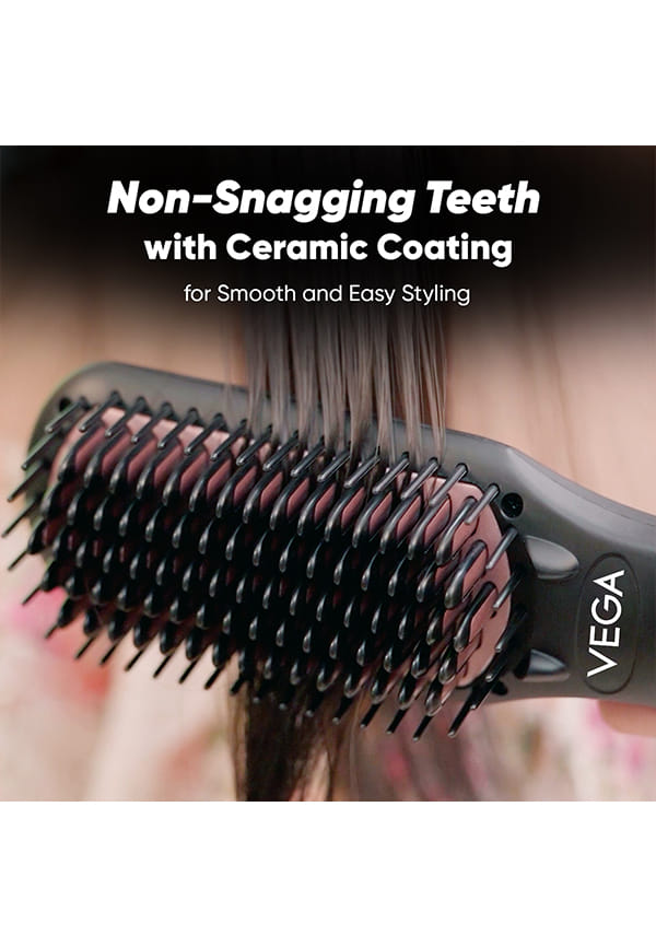 Black Shine Hair Straightener Brush, Ionic & ThermoProtect, 16 Temp Settings – thumbnail 5