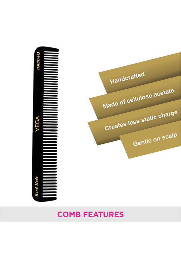 Dressing Hair Comb for Men and Women Handmade,Black (HMBC-103) – thumbnail 3