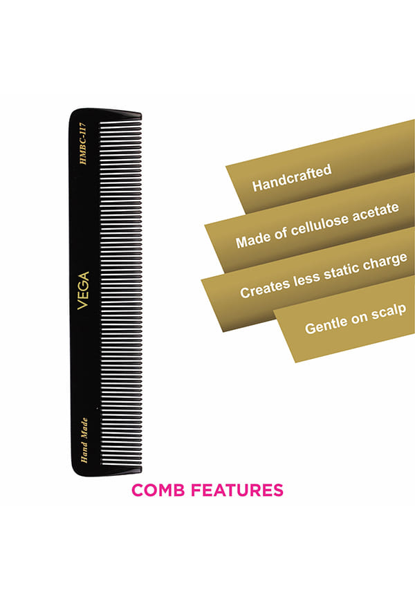 Dressing Hair Comb,Blackfor Men and Women, Handmade, (HMBC-117) – thumbnail 3