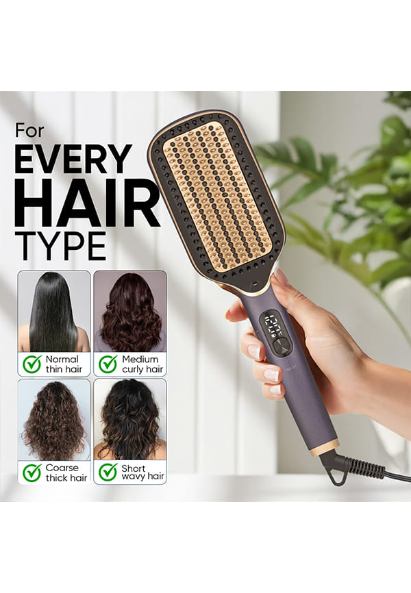 Hair Straightener Brush with 12 Hrs Straightening Effect, Triple Care & ThermoProtect, Frizz-Free Hair, 5 Temp Settings – thumbnail 4
