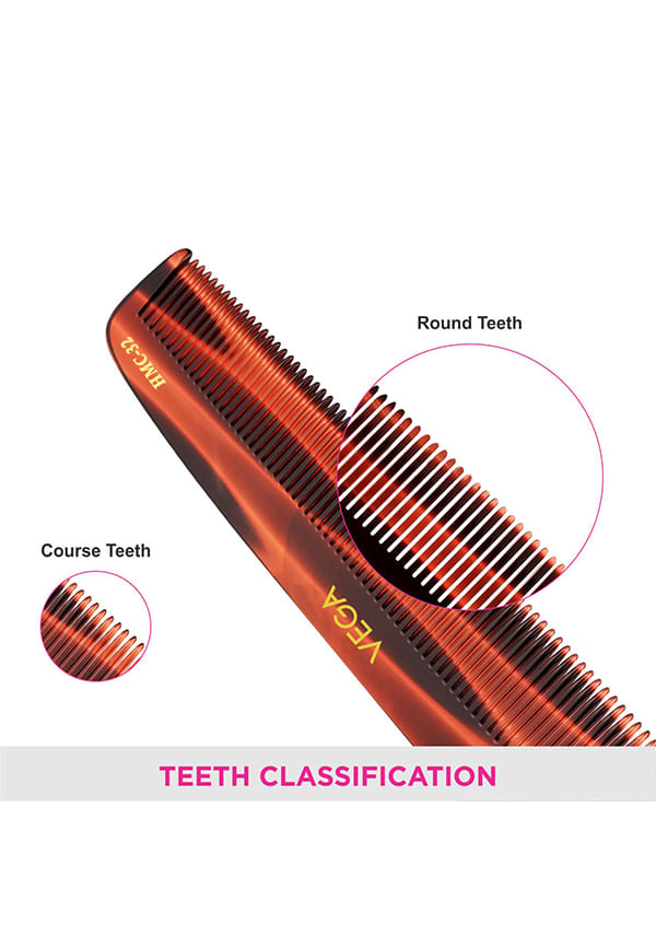 Vega Handcrafted Graduated Dressing Hair Comb made with Cellulose Acetate (HMC-32) – thumbnail 5